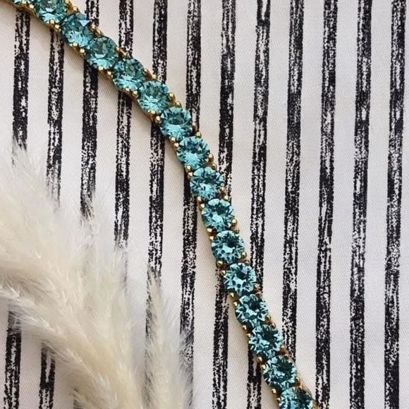 Turquoise Impression Gold & Blue Bracelet By Parklane Tennis Bracelet Style New - Picture 3 of 4